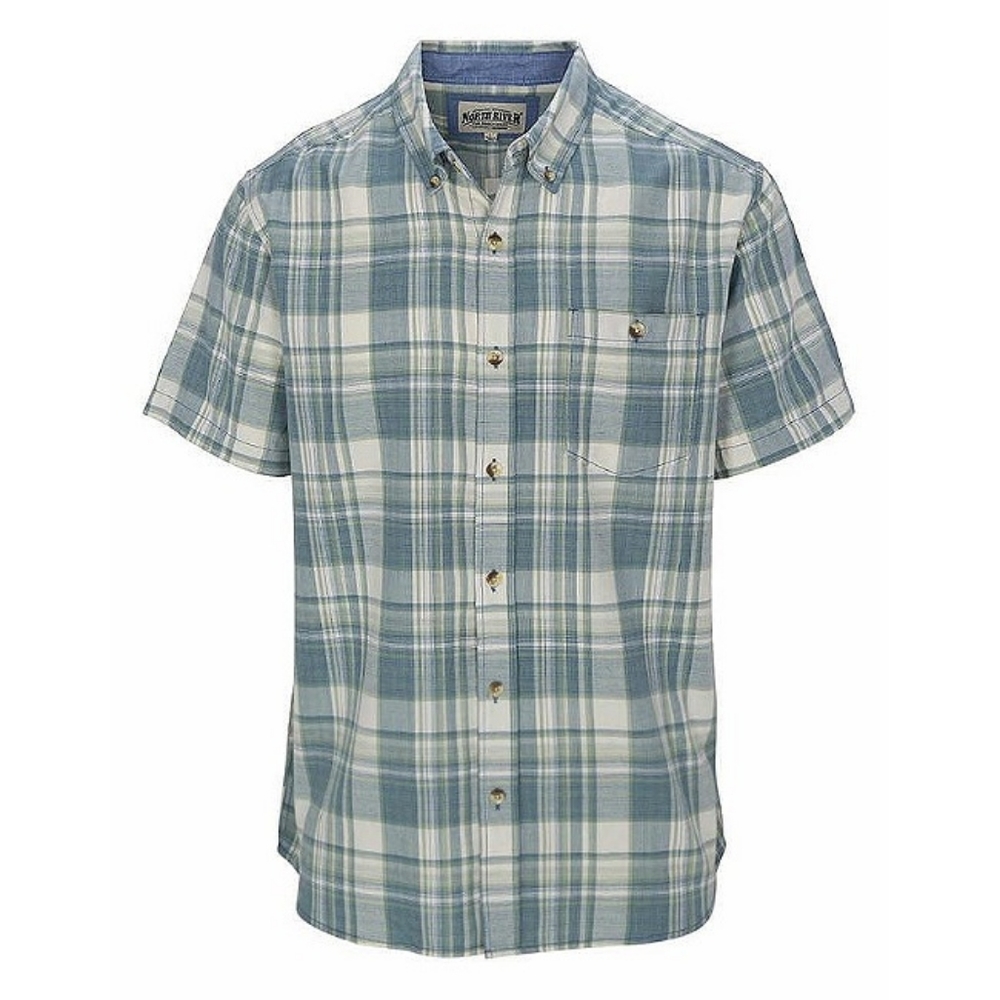 Men's Cozy Cotton Short Sleeve Plaid Shirt